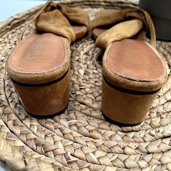 Miim Brown Genuine Leather Suede Square Toe Sandal Size 10 - Picture 7 of 10